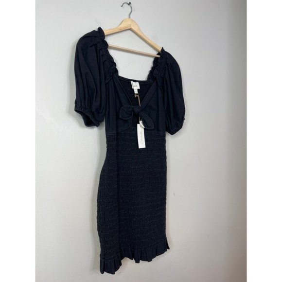 NWT Cleobella Camryn Sweetheart Smocked Charcoa Keyhole Mini Dress - Picture 3 of 7